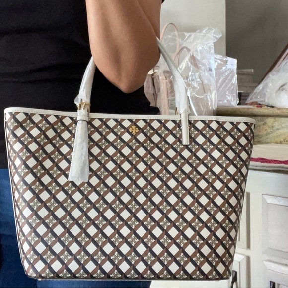 New Tory Burch Women's Geo Logo Mini Top Zip Tote - Picture 13 of 13